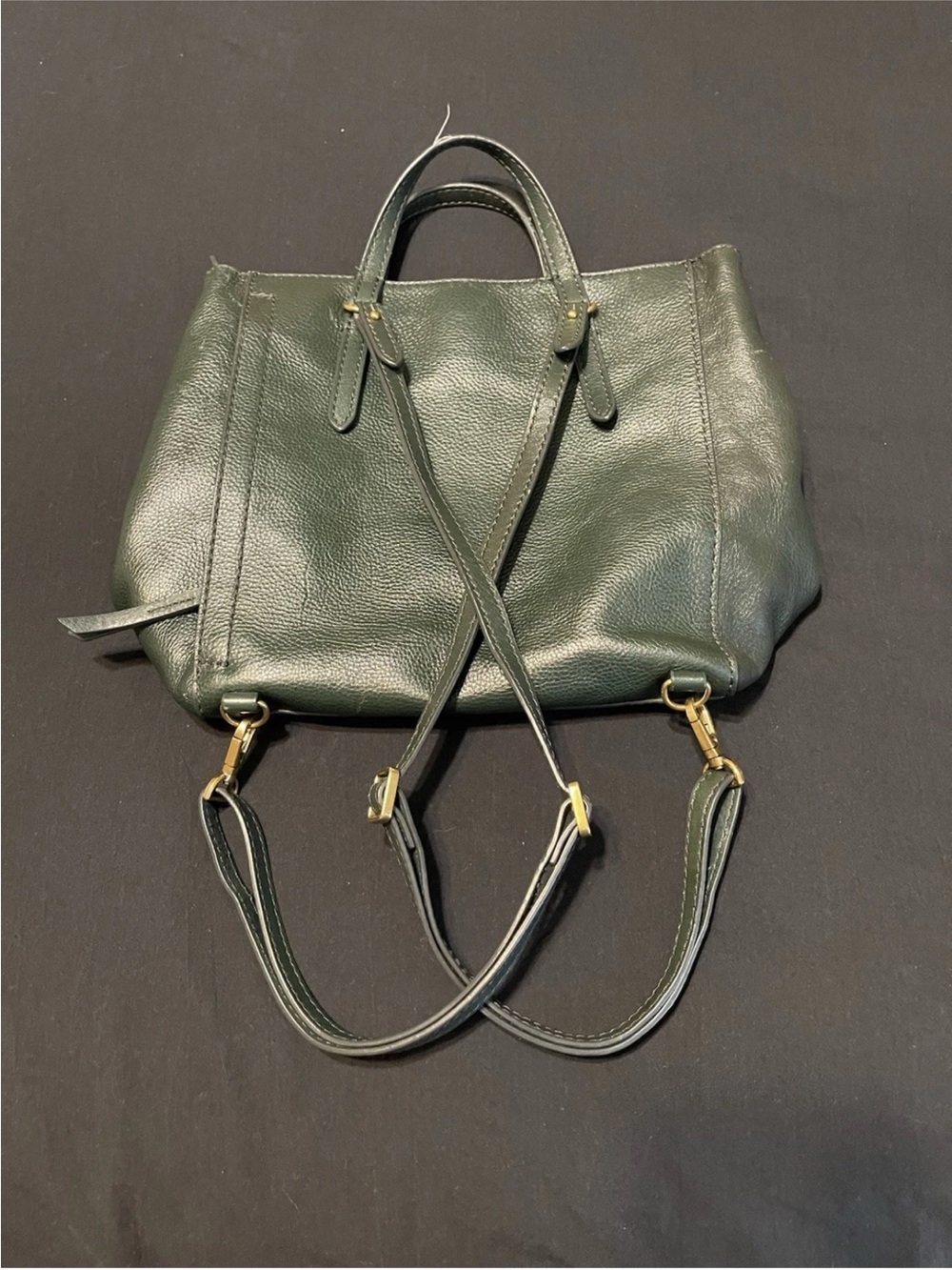 Fossil Women's Parker Leather Convertible Backpack Purse Handbag EUC Dark Green - Picture 2 of 9